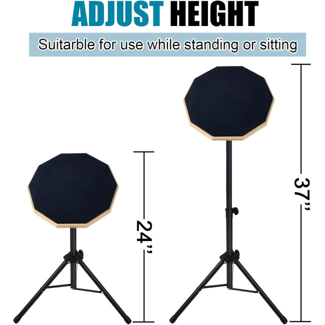 Пед для гри на барабанах GLEAM DPS-01 із залізною стійкою для барабанів, 12-дюймовий комплект безшумних педів, чорний (2108)