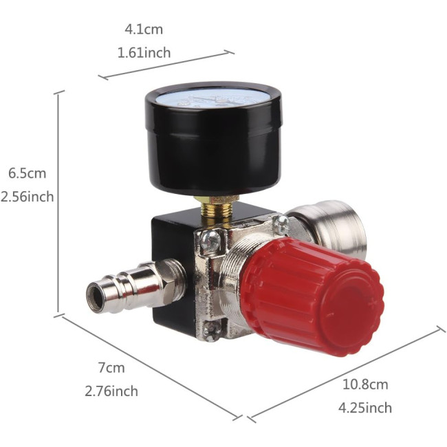 Preciva Регулятор давления 1/4 дюйма, до 175 PSI для воздушных компрессоров, черный (5102)