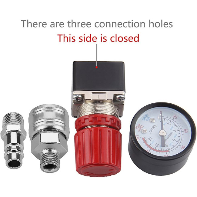 Preciva Регулятор давления 1/4 дюйма, до 175 PSI для воздушных компрессоров, черный (5102)