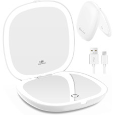 Дзеркало для макіяжу WOBSION BM-2320B-2 з підсвічуванням та збільшенням, складне дзеркало для сумки, подарунок, білий (0042)