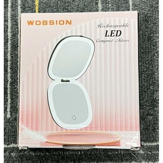 Дзеркало для макіяжу WOBSION BM-2320B-2 з підсвічуванням та збільшенням, складне дзеркало для сумки, подарунок, ‎чорне (0044)