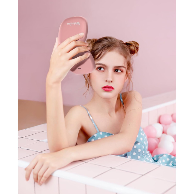 Дзеркало для макіяжу WOBSION BM-2320B-2 з підсвічуванням та збільшенням, складне дзеркало для сумки, подарунок, ‎рожеве золото (0043)