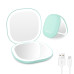 Дзеркало для подорожей WOBSION 2311S-3 з підсвічуванням, акумуляторне компактне збільшувальне дзеркало 1x/10x, блакитне (0045) № 