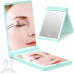 Компактне дзеркало WOBSION з підсвічуванням1x/3x збільшувальне, портативне дзеркало з поворотом і розкладом на 300°, блакитний (0046) № 