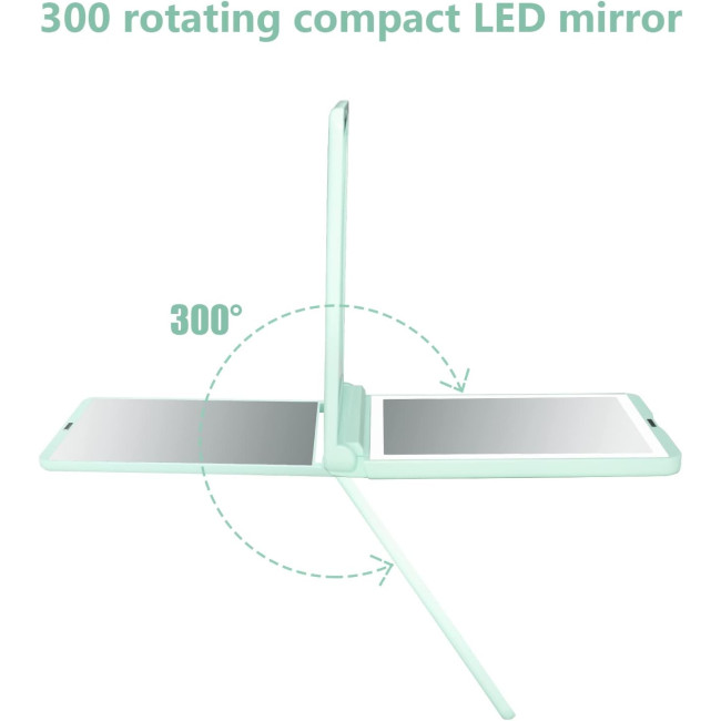 Компактне дзеркало WOBSION з підсвічуванням1x/3x збільшувальне, портативне дзеркало з поворотом і розкладом на 300°, блакитний (0046)