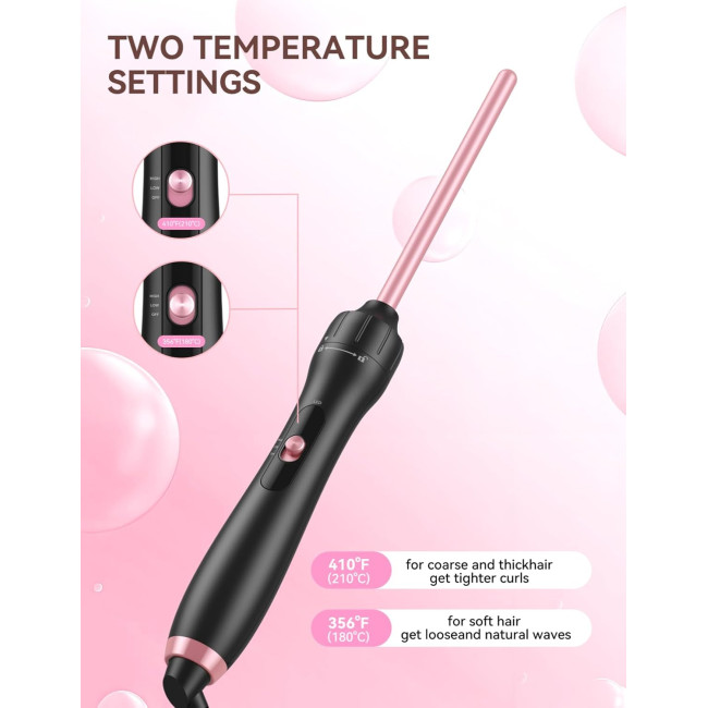 LANDOT керамічна плойка для тугих локонів, 9 мм, до 210°C, рожеве золото (5057)