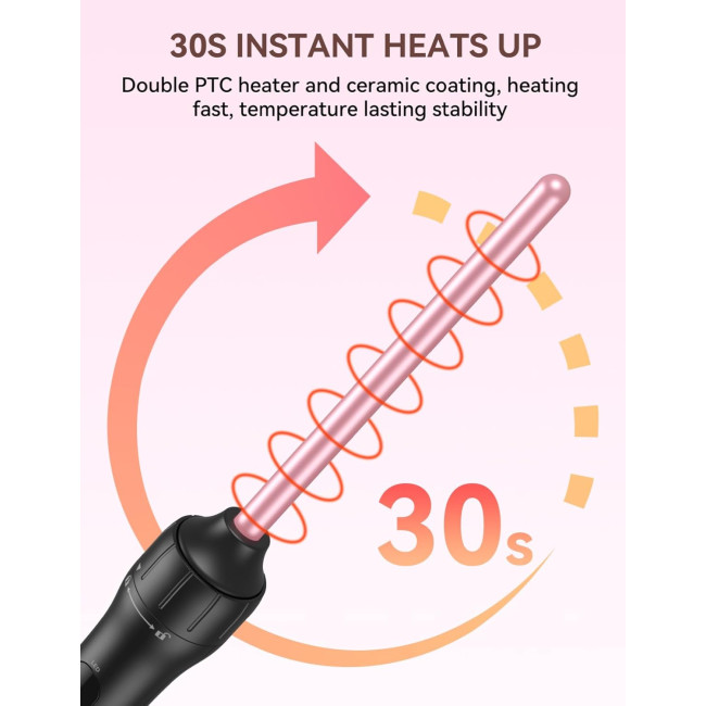 LANDOT керамічна плойка для тугих локонів, 9 мм, до 210°C, рожеве золото (5057)