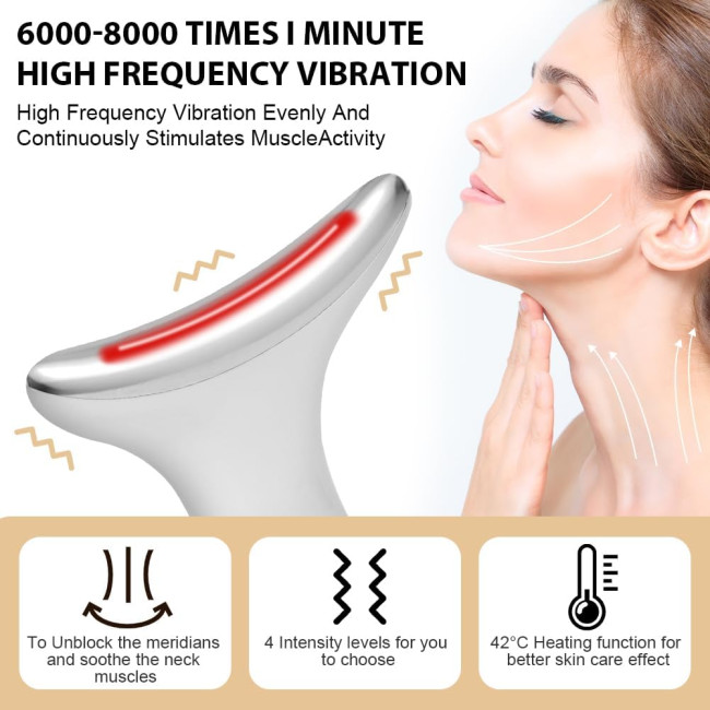 Масажер для обличчя AOGOE M8, електричний масажер для обличчя, 6 режимів для підтягування шкіри та підтяжки шиї, білий (0137)