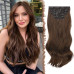 Нарощування волосся FESHFEN на заколках, м'яке синтетичне нарощування волосся для жінок, 20 дюймів, коричневий та каштановий (0110) № 