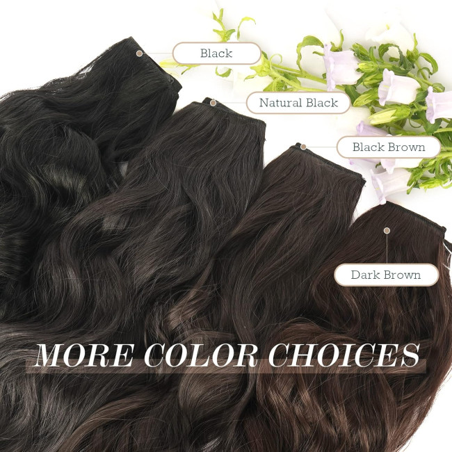 Нарощування волосся FESHFEN, невидимі секретні нарощування волосся, синтетичне волосся, перуки для жінок, темно-коричневі, 40 см (0089)