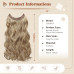Невидимі дротяні нарощування волосся FESHFEN, синтетичне кучеряве волосся, для жінок 20 дюймів, карамельно-коричневий змішаний попелястий блонд (0113) № 3
