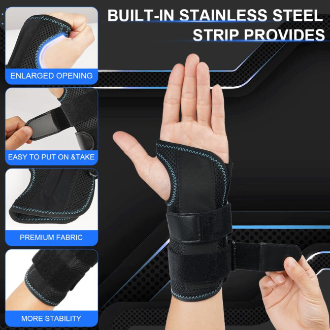 Компресійний бандаж для підтримки зап'ястя AOGOE з 3 металевими шинами, лівий-L (0144)