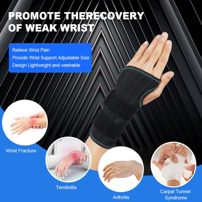 Компресійний бандаж для зап'ястя AOGOE з 3 металевими шинами, правий-L (0143)