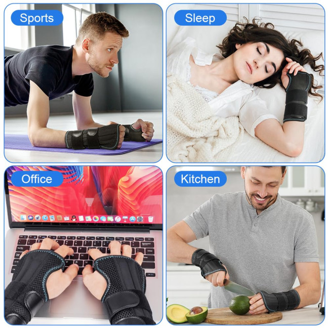 Компресійний бандаж для зап'ястя AOGOE з 3 металевими шинами, правий-L (0143)