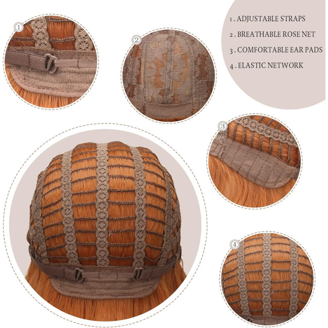 Помаранчеві перуки для жінок FESHFEN 22 дюйми, синтетична перука для щоденного косплею (0098)