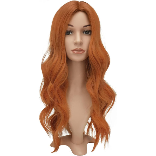 Помаранчеві перуки для жінок FESHFEN 22 дюйми, синтетична перука для щоденного косплею (0098)