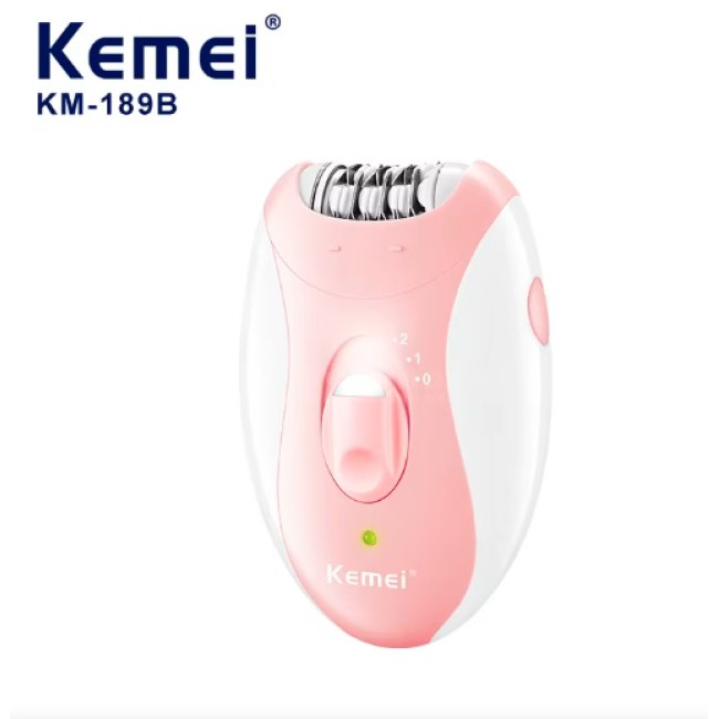 Портативный электрический эпилятор Kemei KM-189B USB-аккумуляторная женская бритва для ног и бикини, розово-белый (0139)