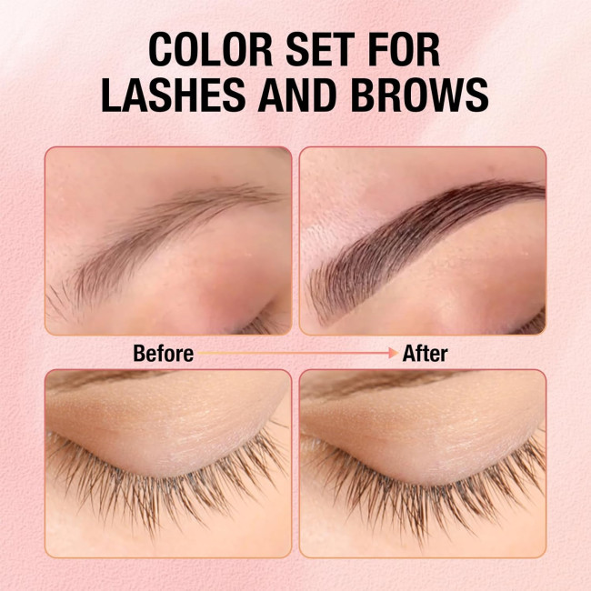 Професійний набір для фарбування вій та брів GOLLEE коричневого кольору (4164)
