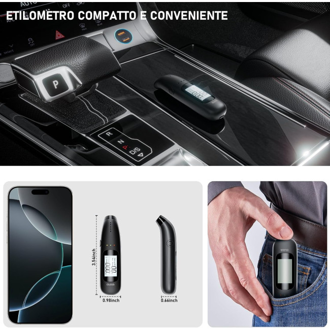 Сертифікований портативний алкотестер Olubfdh C06 із синім цифровим РК-дисплеєм (3143)