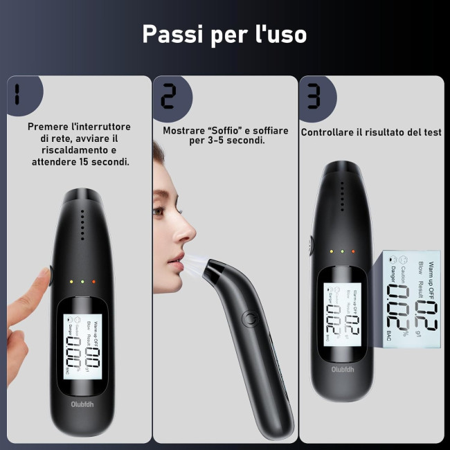 Сертифікований портативний алкотестер Olubfdh C06 із синім цифровим РК-дисплеєм (3143)