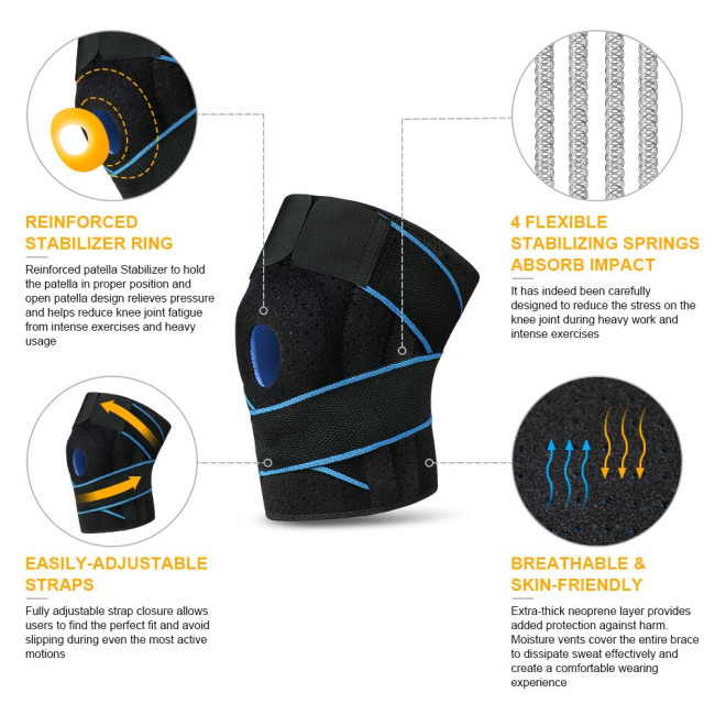 Спортивний наколінник ACWOO U5-QX-L230426-FBA з бічними стабілізаторами та гумовими накладками, сині (2131)