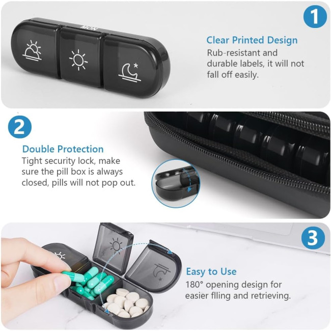 Органайзер для зручного зберігання таблеток ACWOO, чорна (2126)