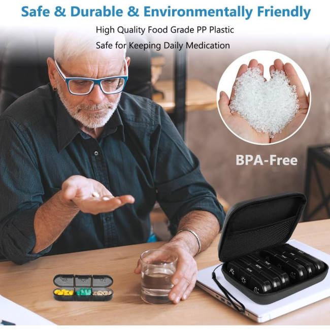 Органайзер для зручного зберігання таблеток ACWOO, чорна (2126)