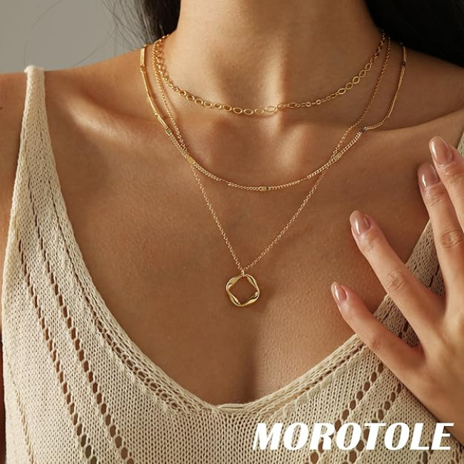  Багатошарові золоті намиста MOROTOLE для жінок (4169)