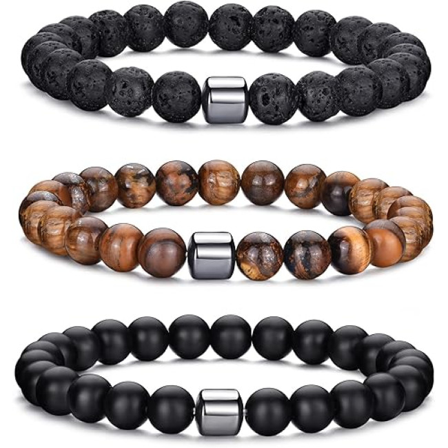 Мужской браслет из бисера "Тигровый глаз" 8 мм Набор браслетов из натурального камня и бусин (2006)