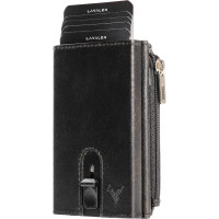 Мужской тонкий кожаный кошелек Lavalen 3784 с раздвижным механизмом, черный (4071)