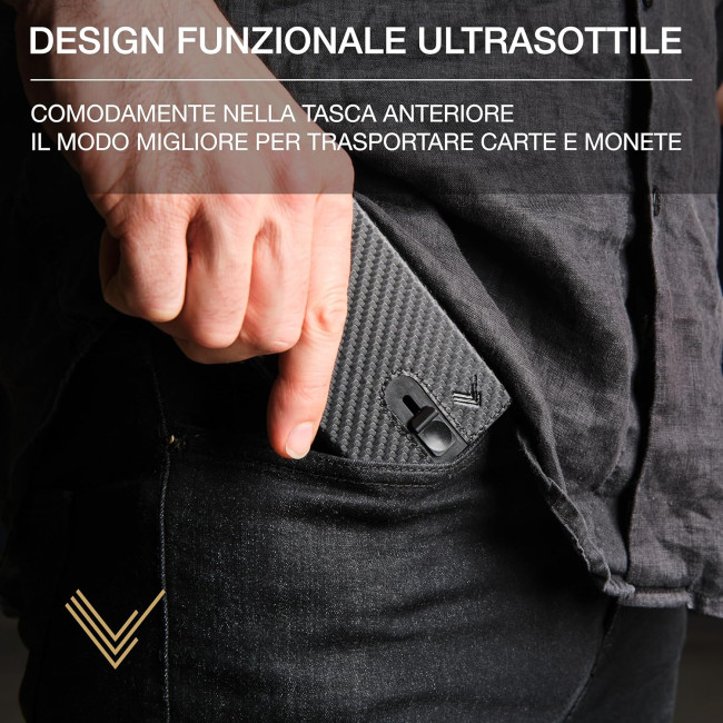 Чоловічий тонкий шкіряний гаманець Lavalen MC-3784 з розсувним механізмом, карбон (4072)