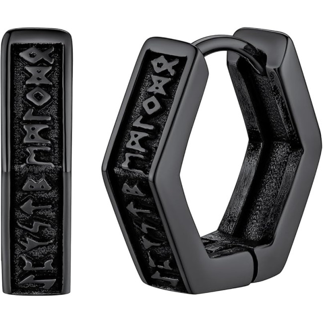 FaithHeart Серьги-кольца TE12901-FHX-U, с рунами викингов для мужчин, гипоаллергенные, из нержавеющей стали (5177)