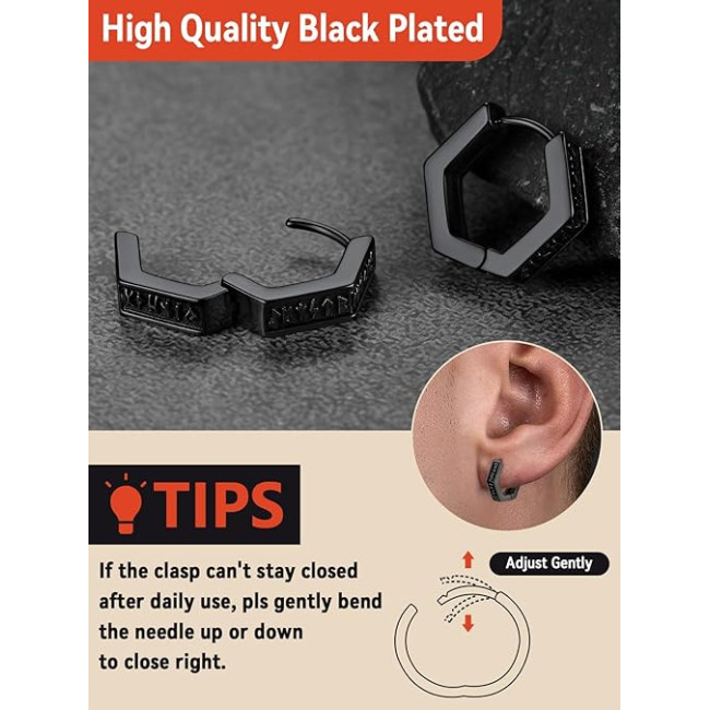 FaithHeart Серьги-кольца TE12901-FHX-U, с рунами викингов для мужчин, гипоаллергенные, из нержавеющей стали (5177)