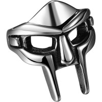 Flongo Чоловічі класичні кільця зі спартанською маскою, срібне (5033)