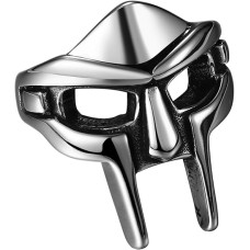 Flongo Чоловічі класичні кільця зі спартанською маскою, срібне (5033)