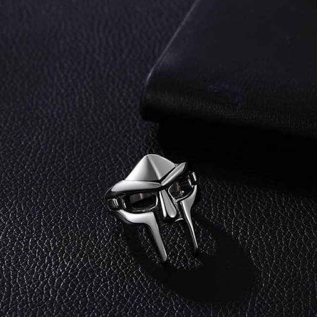 Flongo Чоловічі класичні кільця зі спартанською маскою, срібне (5033)