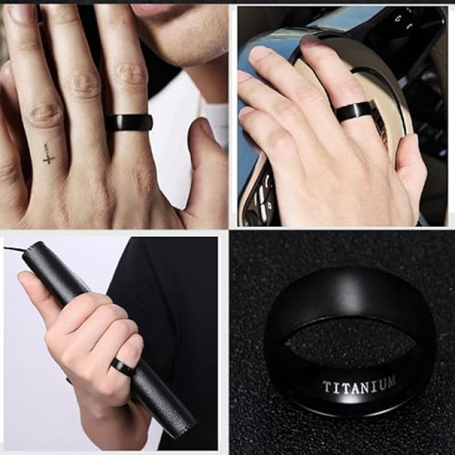 Flongo Чоловіча обручка  Fongo FLG38P00149 з титановим покриттям, чорний (5031)