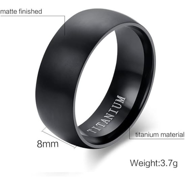 Flongo Чоловіча обручка  Fongo FLG38P00149 з титановим покриттям, чорний (5031)