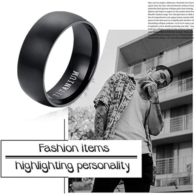 Flongo Чоловіча обручка  Fongo FLG38P00149 з титановим покриттям, чорний (5031)