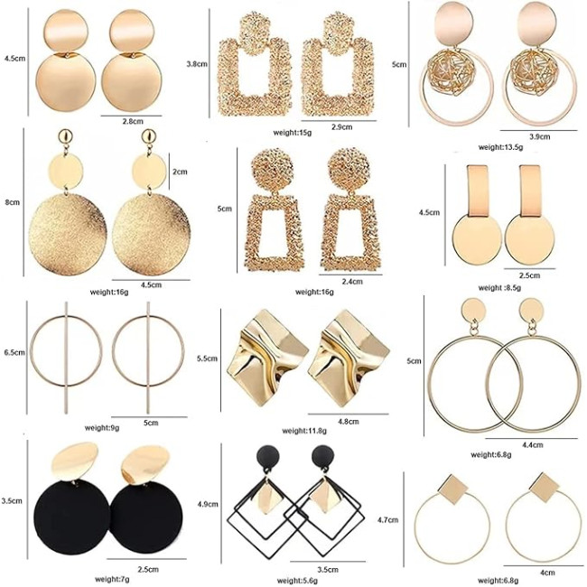 Generic 12/15 пар сережок-підвісок для жінок і дівчаток, золотий (5171)