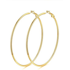 GOLDCHIC Великі круглі сережки-кільця для жінок, нержавіюча сталь, золотий (5180)