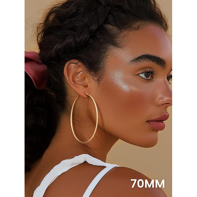 GOLDCHIC Великі круглі сережки-кільця для жінок, нержавіюча сталь, золотий (5180)