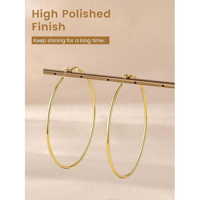 GOLDCHIC Великі круглі сережки-кільця для жінок, нержавіюча сталь, золотий (5180)