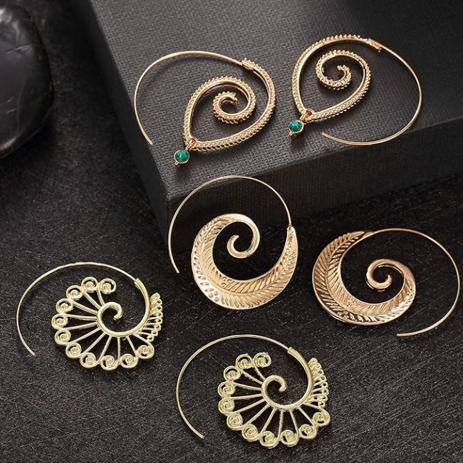 Hicarer 8 пар богемних вінтажних сережок з кілцями Hicarer-hook-Y, золотий (5174)