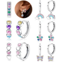 JeweBella 6 пар срібних сережок-кілець JWBE-XZQ-EH27, для жінок, хірургічна сталь, гіпоалергенний набір (5182)