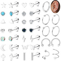 JeweBella 9 пар срібних сережок JWBE-LYF-EH61 для жінок і дівчаток гіпоалергенні (5185)