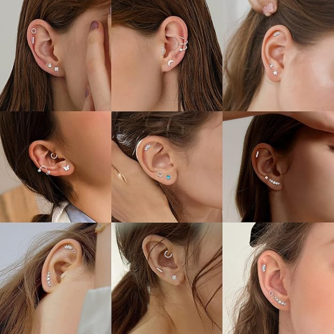 JeweBella 9 пар срібних сережок JWBE-LYF-EH61 для жінок і дівчаток гіпоалергенні (5185)