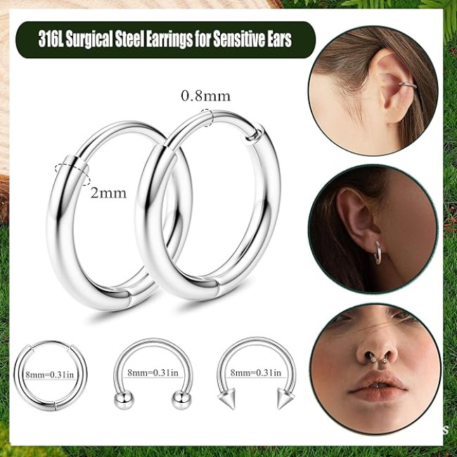 JeweBella 9 пар срібних сережок JWBE-LYF-EH61 для жінок і дівчаток гіпоалергенні (5185)