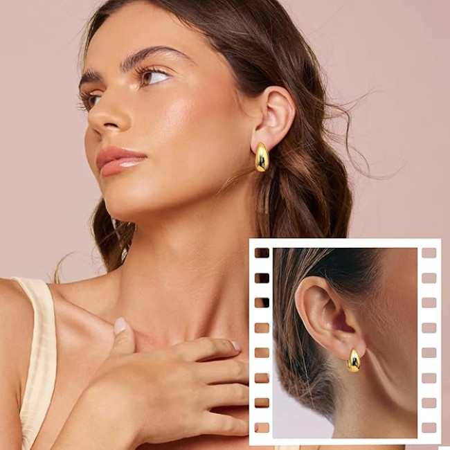  JeweBella Набір золотих сережок-кілець JWBE-YZ-ER99-GoldHoop для жінок і дівчаток, 9 пар (5181)