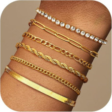 JeweBella золотий жіночий набір браслетів JWBE-YZ-BC26-Gold-A з нержавіючої сталі з позолотою 14 карат (5176)